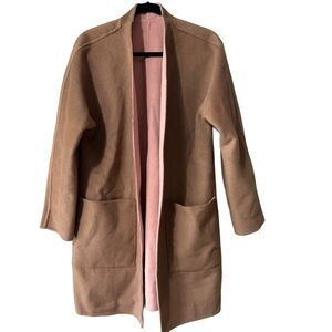 J. Jill Camel Double Faced Coat w/Blush Interior and Double Front Pockets